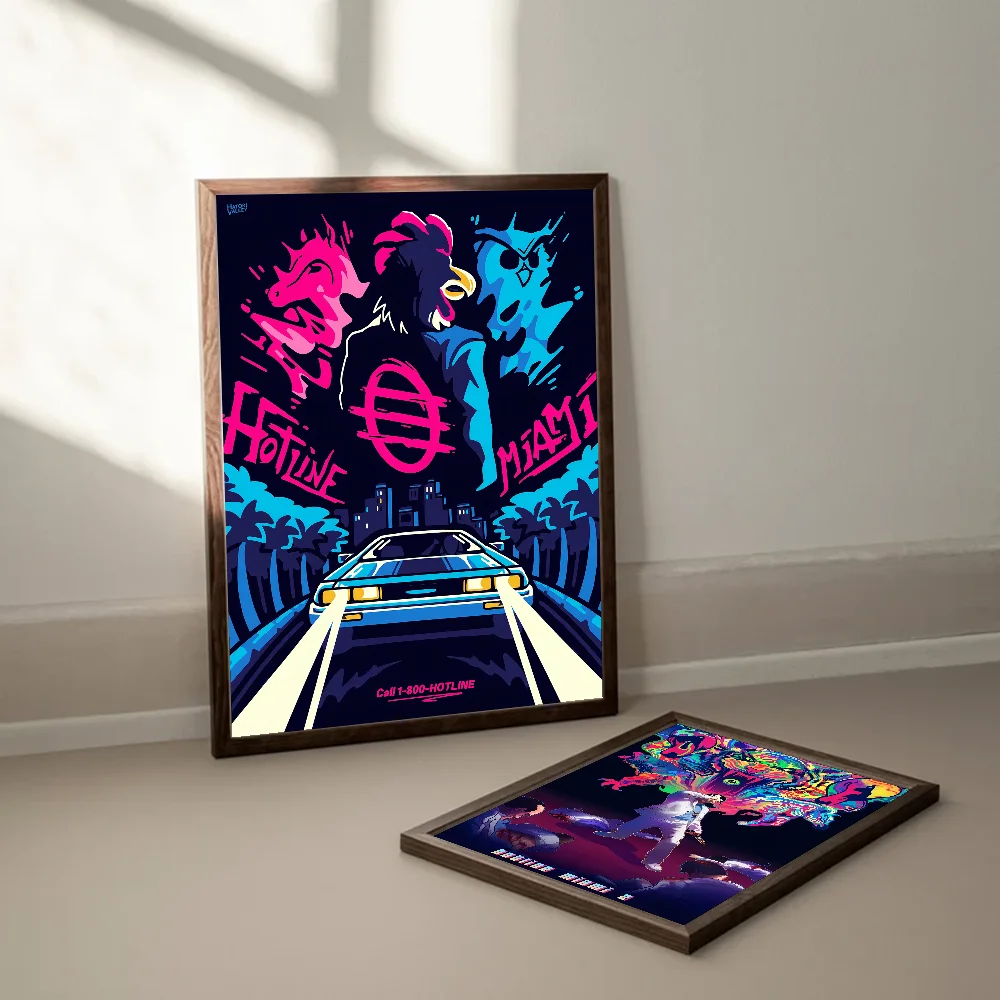 Hotline Miami Anime Video Game  Anime Posters Sticky Whitepaper Sticker DIY Room Bar Cafe Kawaii Room Decor