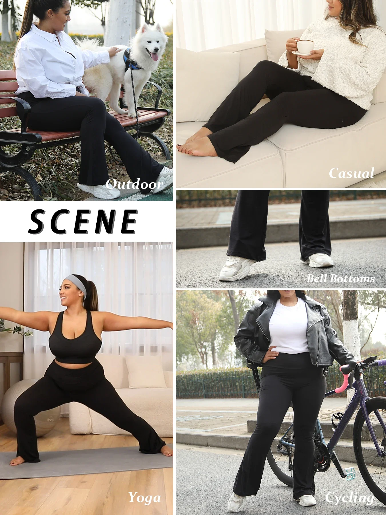 5 แพ็คพลัสขนาดผู้หญิง Super Soft เอวสูงกางเกง Flare,Leggings Tummy Control Soft Bootleg Bell Bottoms วิ่ง