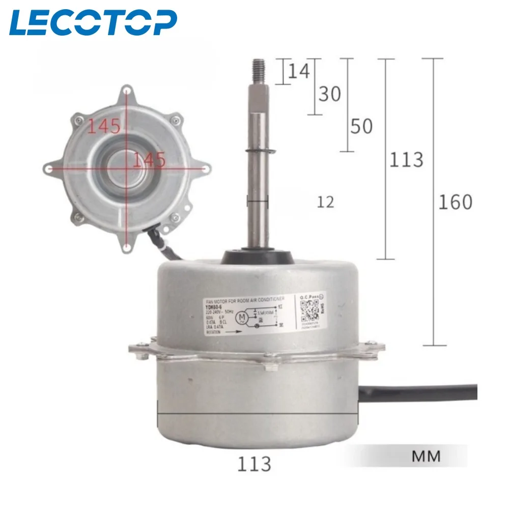

Новый двигатель вентилятора переменного тока наружного блока YDK60-6 для запасных частей для кондиционера Midea