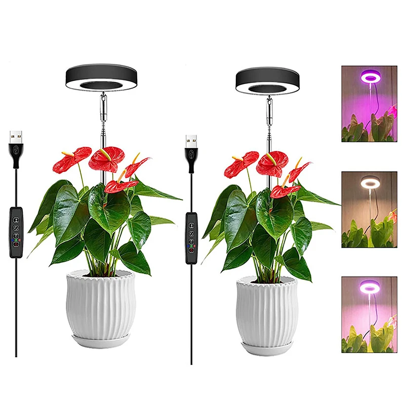 Grow Light Full Spectrum LED Plant Light For Indoor Plants Height Adjustable Growing Lamp With Timer 3/9/12H Dimmable Brightness