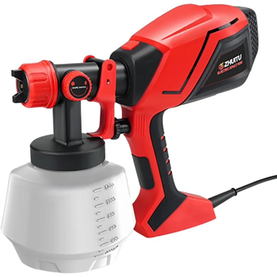 بخاخ طلاء كهربائي 1000 وات HVLP مسدس طلاء كهربائي مع 6 فوهات نحاسية و3 أنماط رش 1200 مل حاوية عالية السعة لـ #1