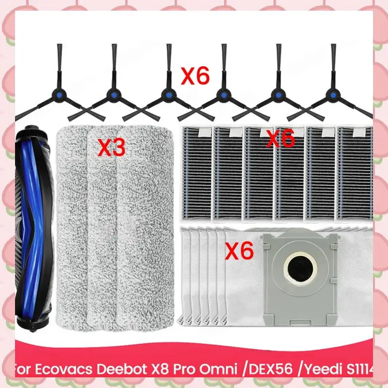 

N18R Main Roller Side Brush Dust Bag Andfilter Set Forecovacs Deebot X8 Pro Omni /DEX56 Foryeedi S1114 Replacement Parts