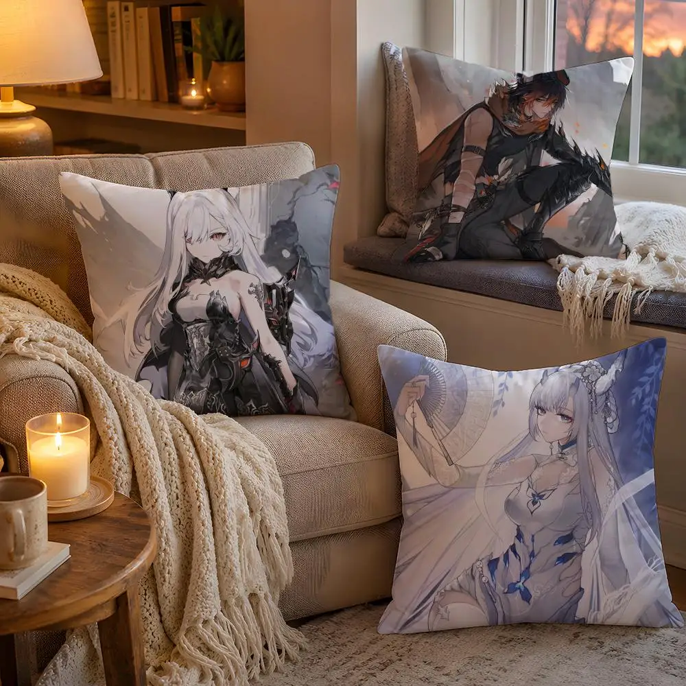 Anime Game D-Duet N-Night A-Abyss Pillow Case Soft Plush Cushion Cover Double Print and Invisible Zipper for Sofa Home Car Use
