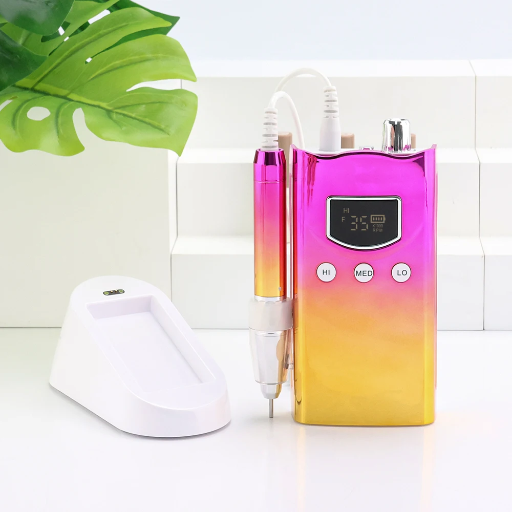 3단계 속도 조절 가능, 패션 신디자인, 35000rpm 브러시리스 모터, 충전식 무선 네일 드릴 머신