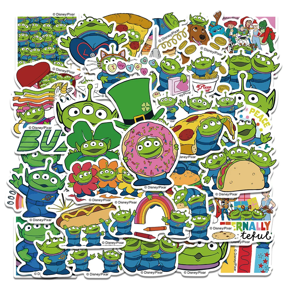 42PCS Disney Toy Story Alien Stickers Anime Decal Laptop Motorcycle Skateboard Cute Kawaii Cartoon Movie Sticker Pack Kids Toys