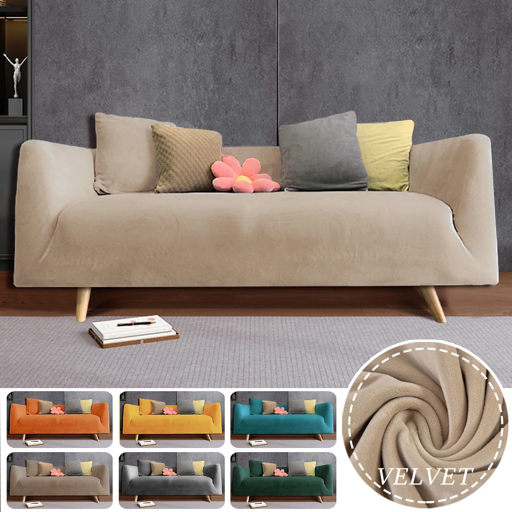 

Luxury Soft Velvet Sofa Covers 1/2/3/4 Seat Sofa Covers High Elastic Sofa Couch Slipcover All-inclusive Spandex Plain Removable