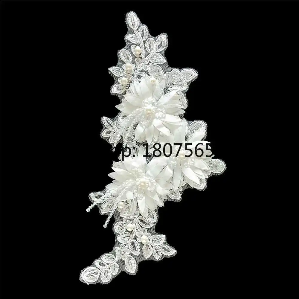 Black and white lace flower applique clothing accessories handmade DIY material embroidery cloth patch decorative accessories