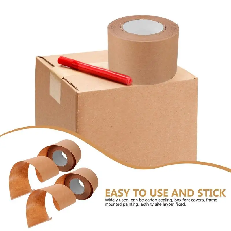 2 Rolls Kraft Paper Tape Heavy Duty Brown Security for Packing Boxes Wide Bulk Textured Shipping