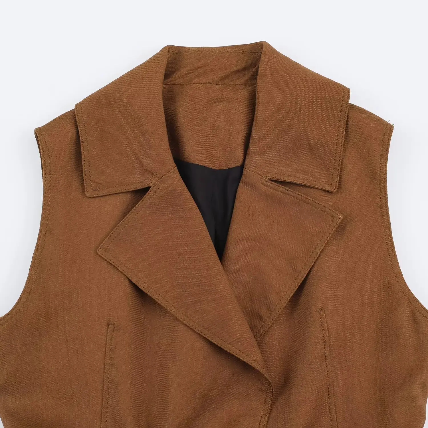 JNLEAOG Summer New Women's Fashion Versatile Design Belt Vest Polyester Material Commute Style Casual Scenarios Outerwear