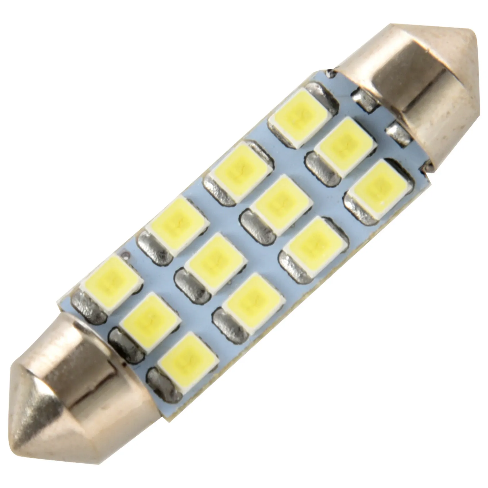 หลอดไฟประดับทรงโดม C5W LED สีขาว12 SMD 3528ขนาด42มม. แผ่นเรืองแสง DC 12V