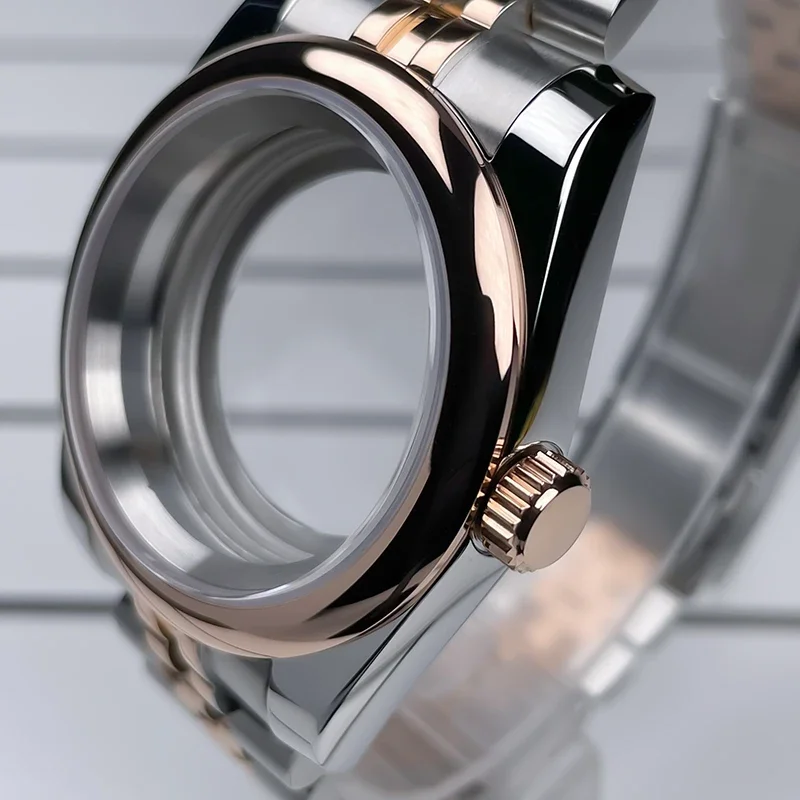 39mm NH35 Case R Bezel Rose Gold DJ 2 Tone Sapphire Glass Skx Mod