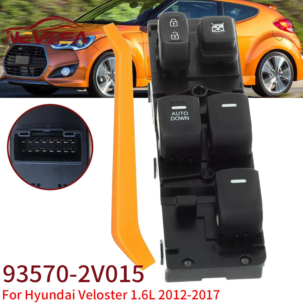

Left Hand Drive For Hyundai Veloster 1.6L 2012 2013 2014 2015-2017 Autodown Car Master Electric Power Window Switch 935702V0154X