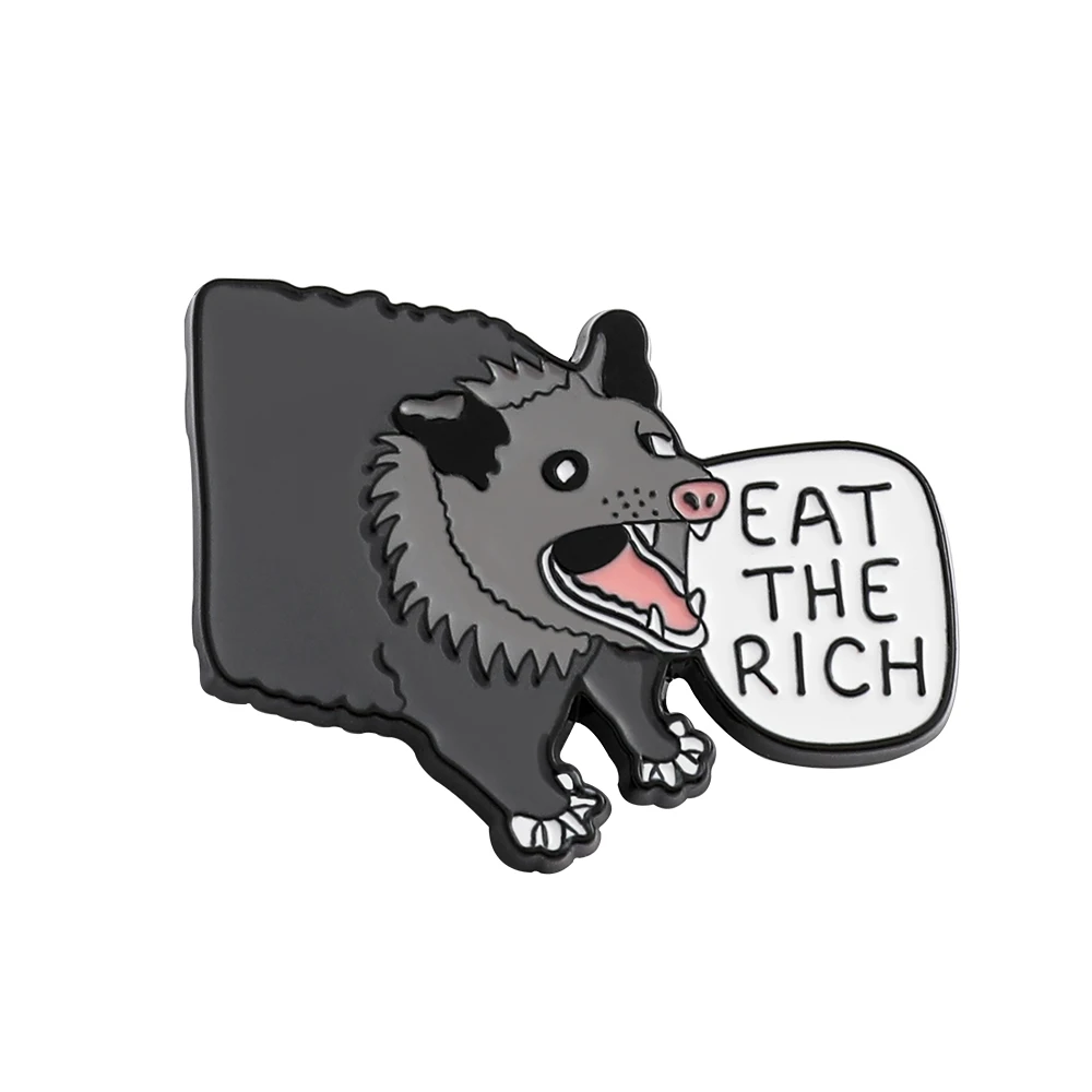 Eat The Rich Gray Porcupine Brooch Cosplay Animal Cute Badge Enamel Pin Jewelry Clothing Backpack Pins Accessories for Kids Gift