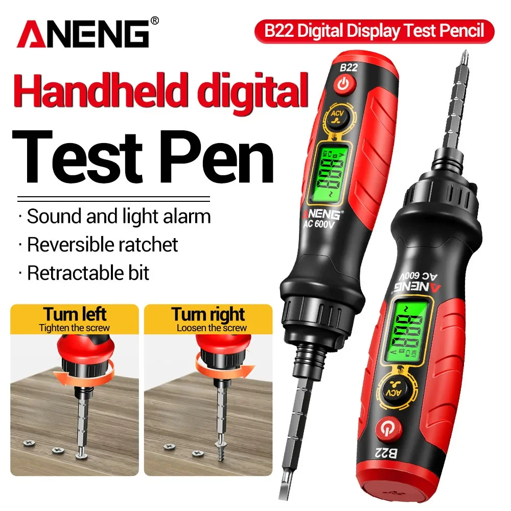 Voltage Digital Tester Pen Screwdriver ANENG B22 Non-contact 30~1000V Rechargeable Detection Professional Electrician Repair Too