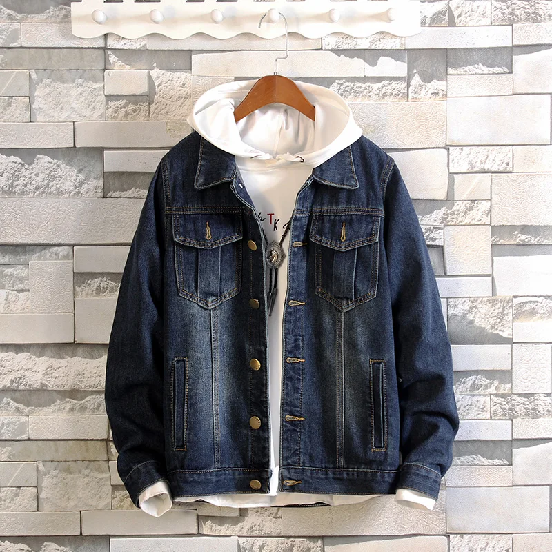

Men's Streetwear Denim Jackets Spring Autumn Korean Trendy Bluer Jeans Casual Coat Slim Fit Denim Tops Large Size S-4XL Clothing