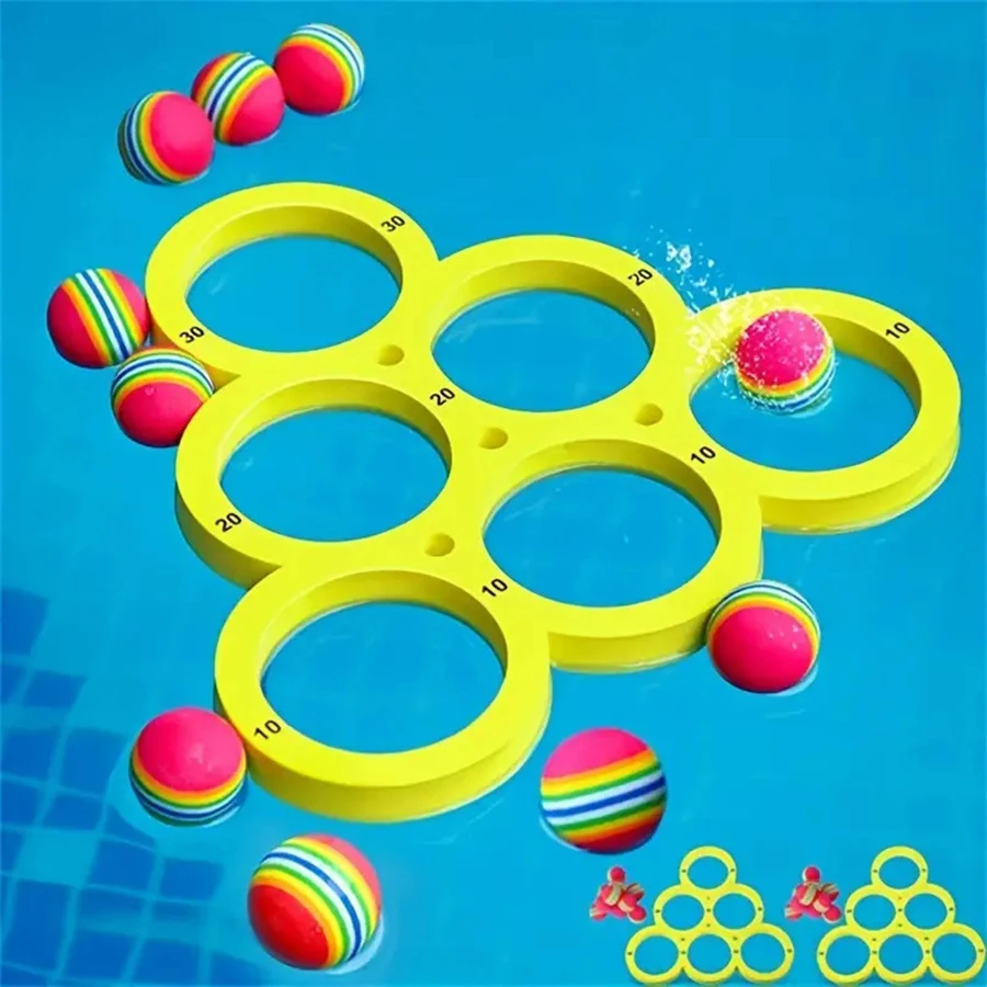 floating table with 10 balls, floating toy ring, throwing game, water sports EVA throwing circle, water toy EVA