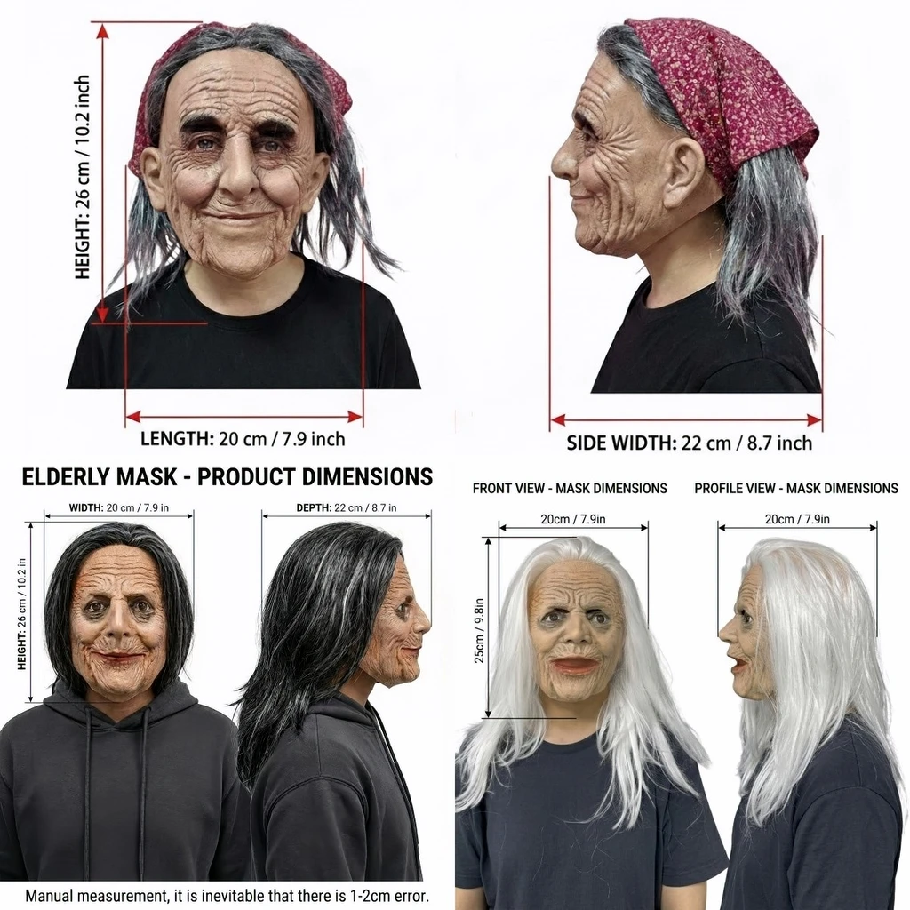 Lifelike Latex Old Lady Masks Grandma Horror Masks For Halloween Costume Party/Cosplay/Scary Theater Performance Props - view 2