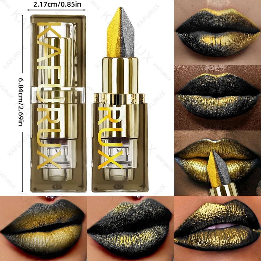 11 Farben, zweifarbiger Lippenstift, Lila, Schwarz, Glitzer, matt, 1 Stück, Lippenstifte, Make-up, einfach zu verwenden, Lippentönung, Make-up, Geschenke, Rot, Schwarz, Kosmetik – Detail 5