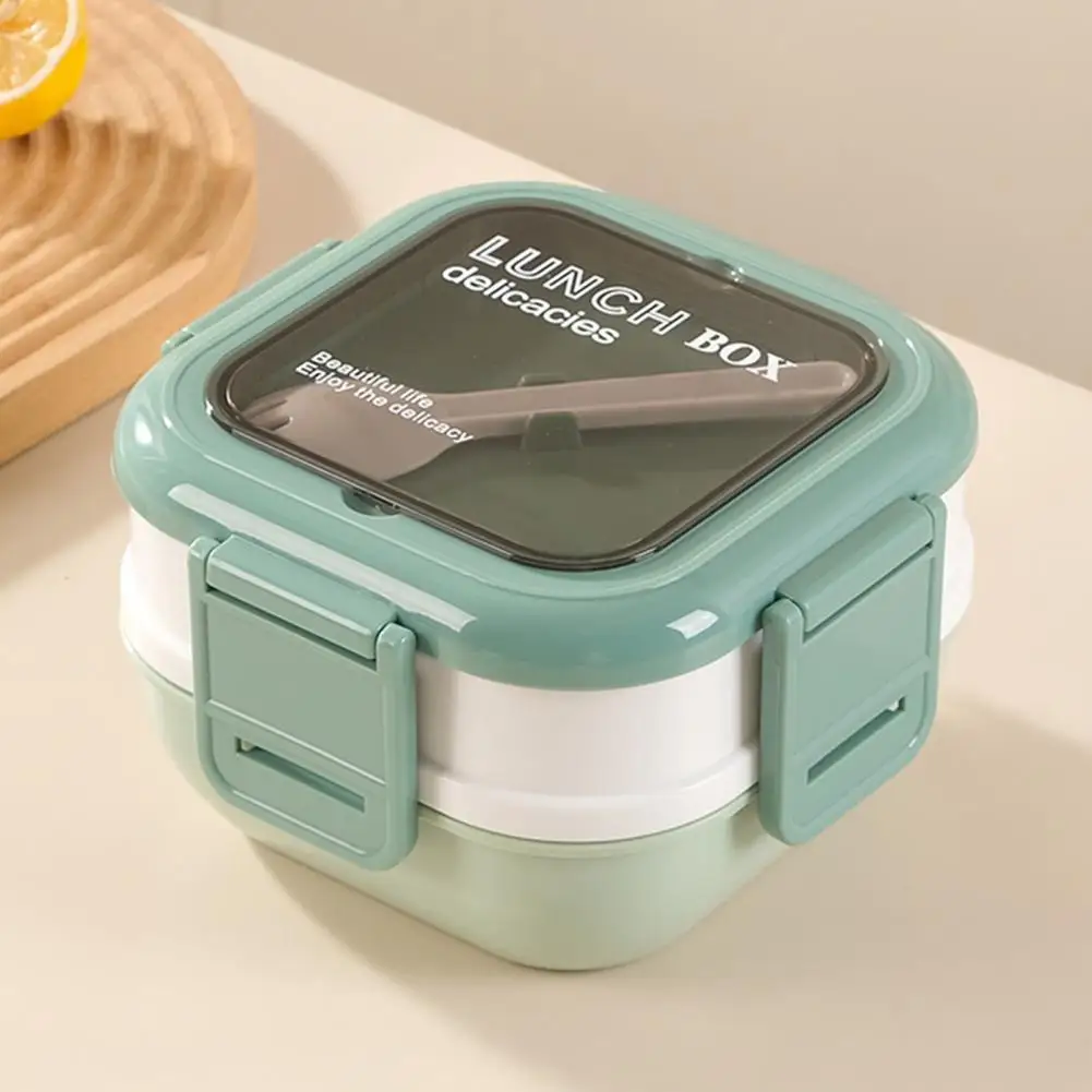 Food Storage Container Adult Bento Box Lunch Container with Two Stackable Leak-proof Stainless Steel Compartments Microwave Safe
