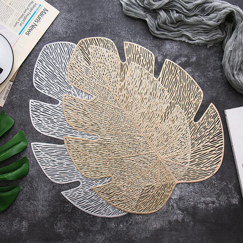 Tropical Monstera Leaf Hollow PVC Placemat Insulation Coaster Table Mat Cup Pads Bowl Home Kitchen Wedding Party Holiday Decor