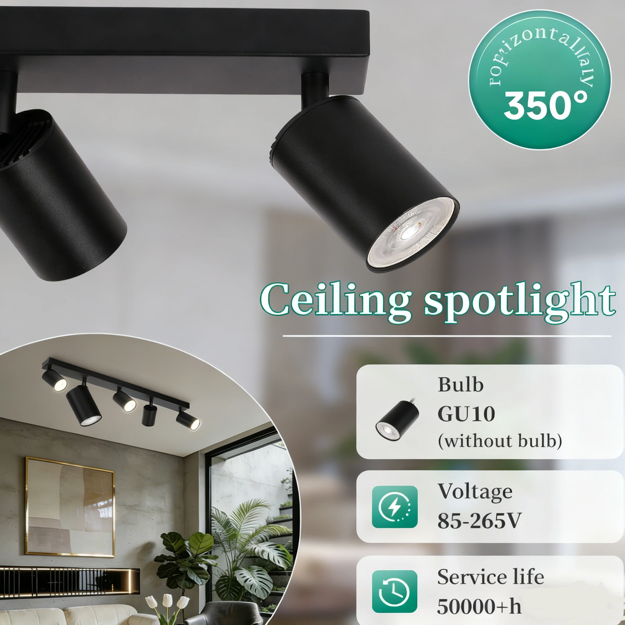 GU10 Ceiling Spotlights Replaceable Bulb AC85-265V Led Ceiling Lighting Indoor for Kitchen Living Room Bedroom Celing Lamp Decor