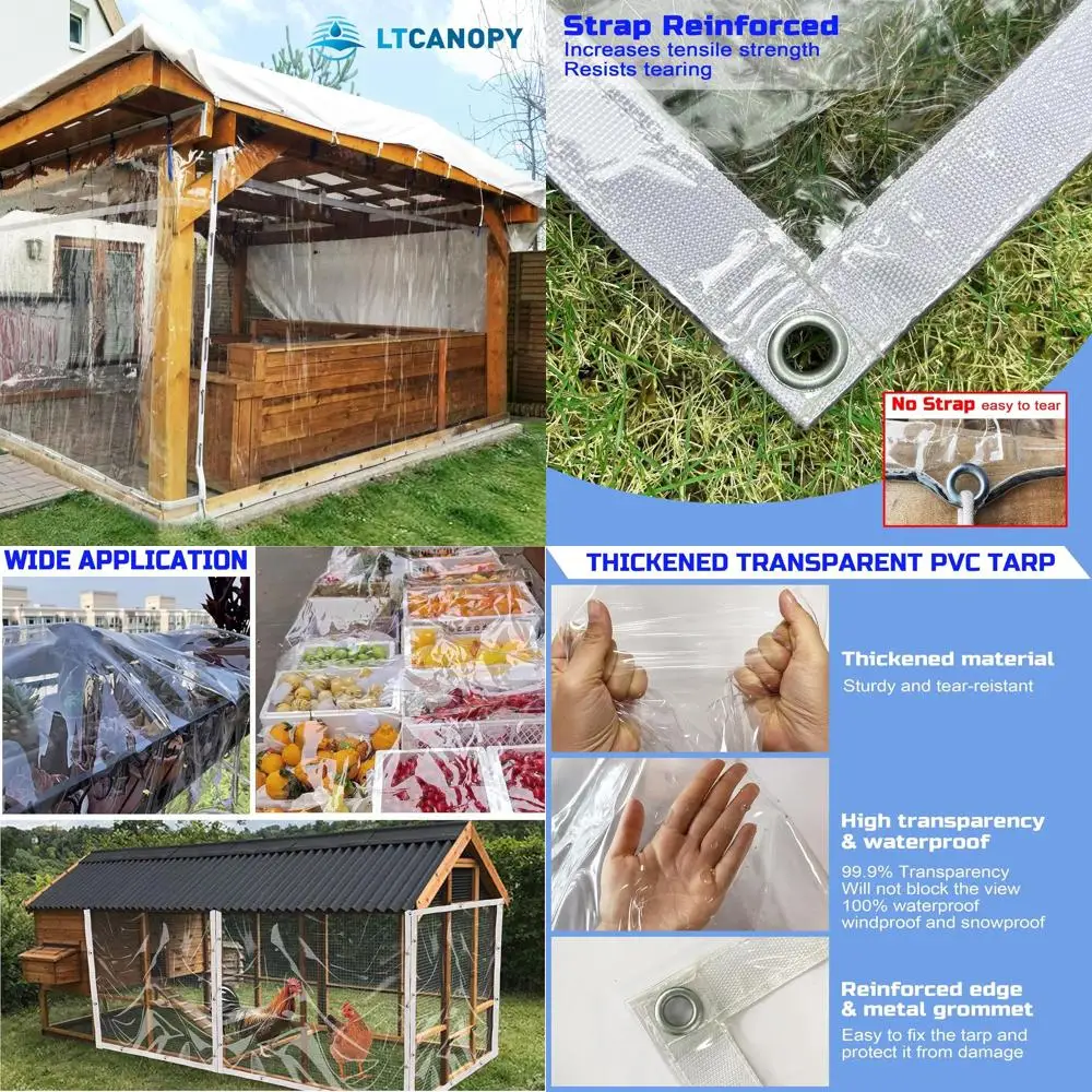 أقمشة فينيل مقاومة للماء مقاس 8 × 8 قدم شديدة التحمل مع حلقات وحواف معززة ومواد مقاومة للتمزق #1