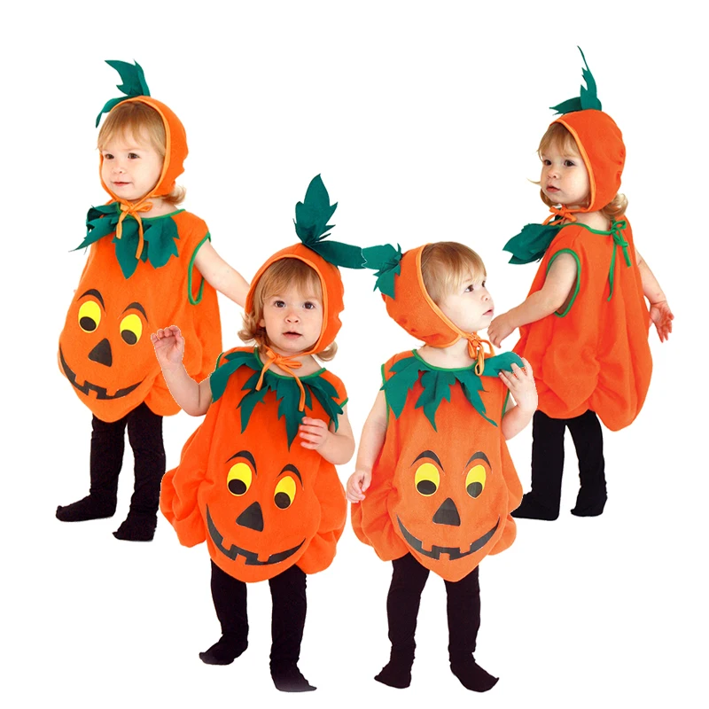 Disfraces de Halloween para niños y niñas, disfraz de Cosplay de calabaza, pelele sin mangas con estampado de calabaza, ropa de fiesta