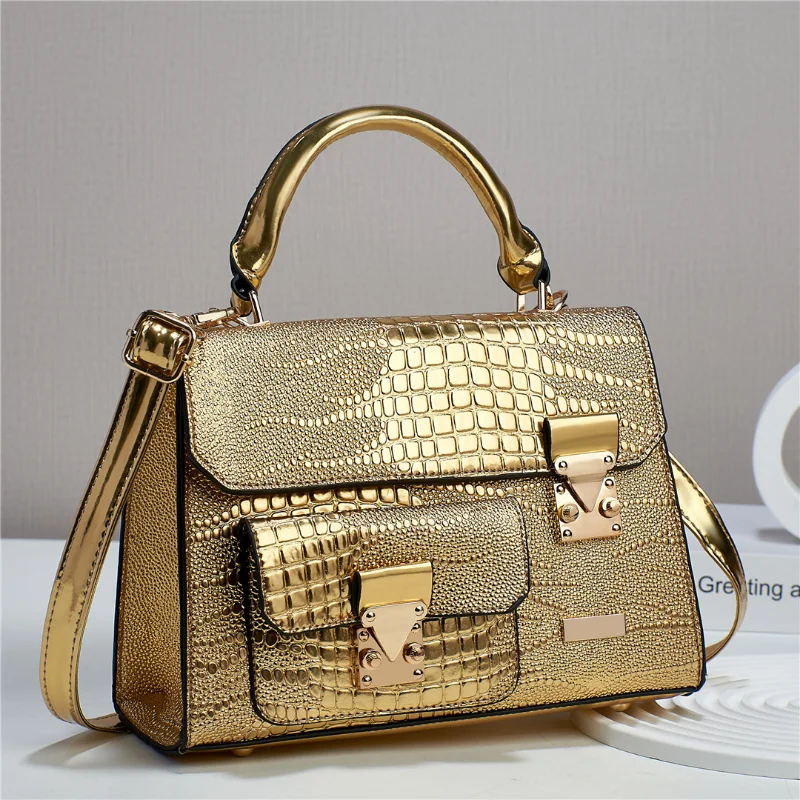 Women\'s 2023 Popular Crossbody Bags High Quality Handbag Crocodile Pattern PU Retro Single-Shoulder Bag Commuter Storage Satchel