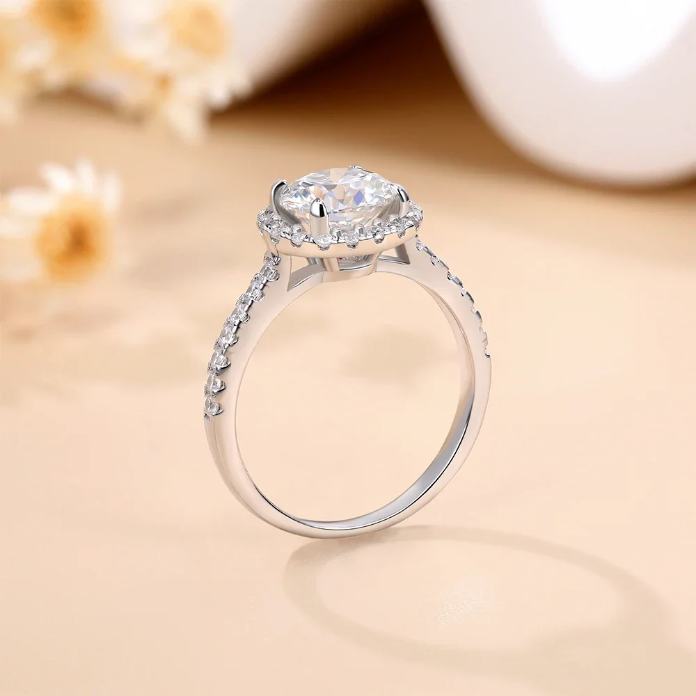 

M-JAJA Solitaire 1ct Halo Moissanite Engagement Ring for Women S925 Sterling Silver Diamond Wedding Band Bridal Luxury Jewelry