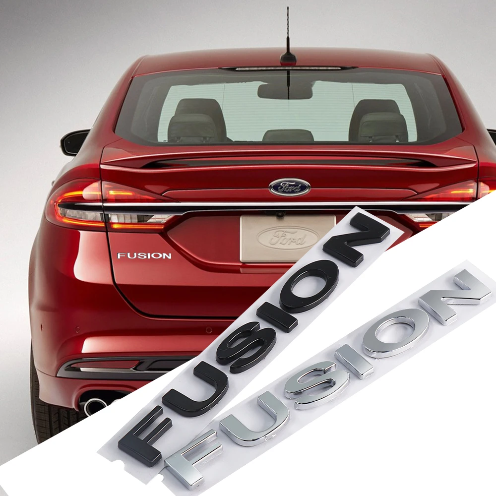 3D ABS Fusion Letters Car Body Rear Trunk Emblem Sticker For Ford Fusion Logo Focus MK2 MK4 Fiesta Ranger Mondeo Kuga ST Mustang