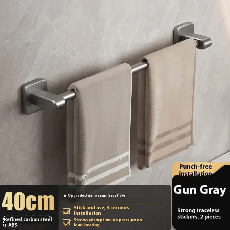 New Two Layer Punch-Free Towels Holder Bar Bathroom Storage Rack Towel Rack Organizer Wall-Mounted Towel Shelf Slipper Storage