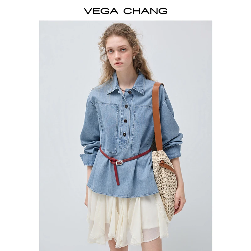 

Новая женская рубашка Vega Chang из лиоцелла для весны и осени, универсальная джинсовая рубашка для женщин