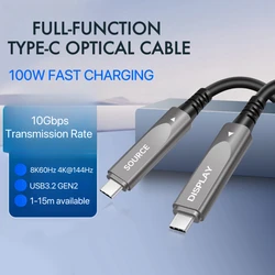 Type C Active Optical Fiber Cable Compatible for Camera Oculus Link Quset 1/2 Steam VR USB 3.2 Gen 2 10Gbps 5M 10M 15M PD100W