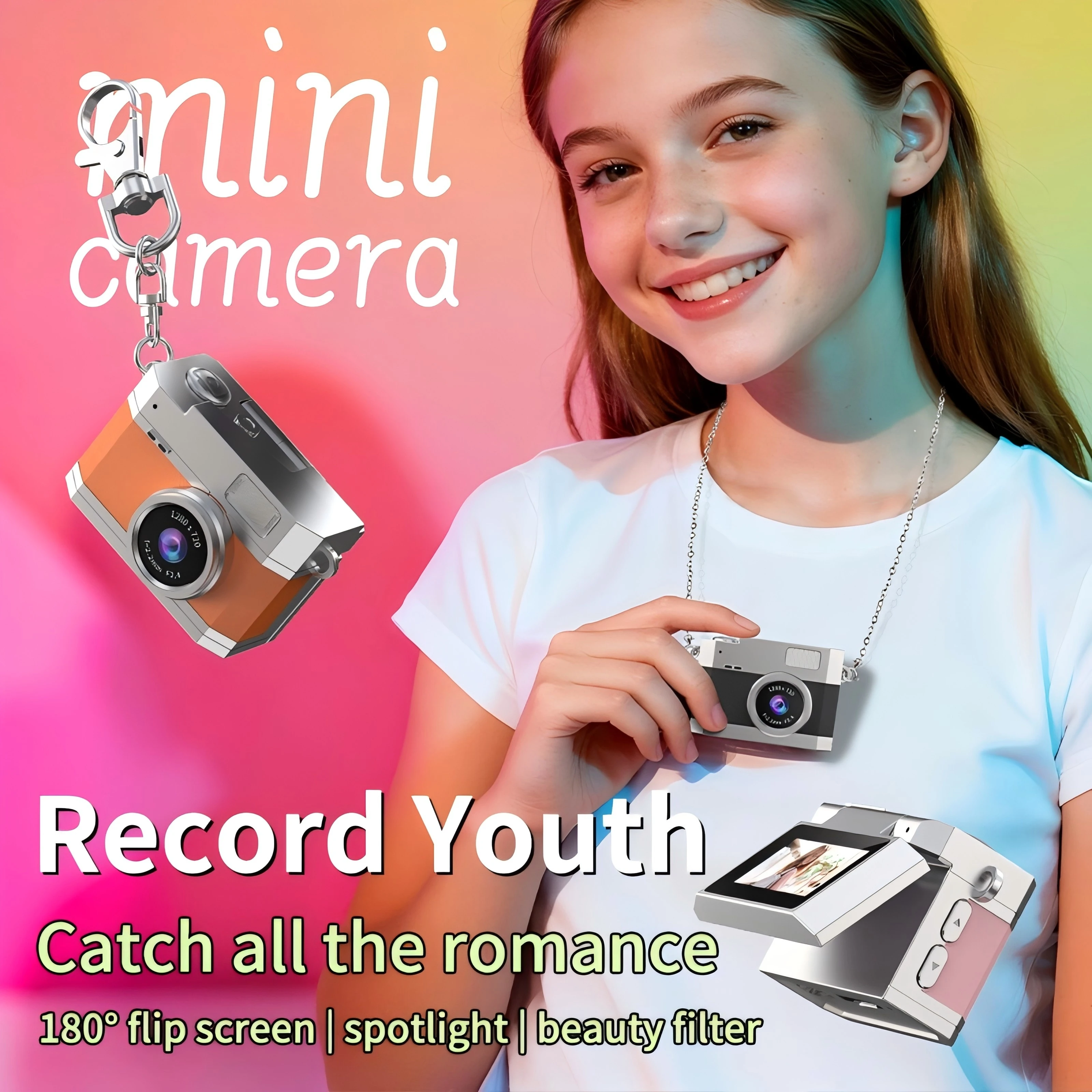 

Mini ature Thumb Camera，Retro CCD Digital with 0.96Inch IPS Flip Selfie Screen,1080P Video Recorder, LED Fill Light for Students