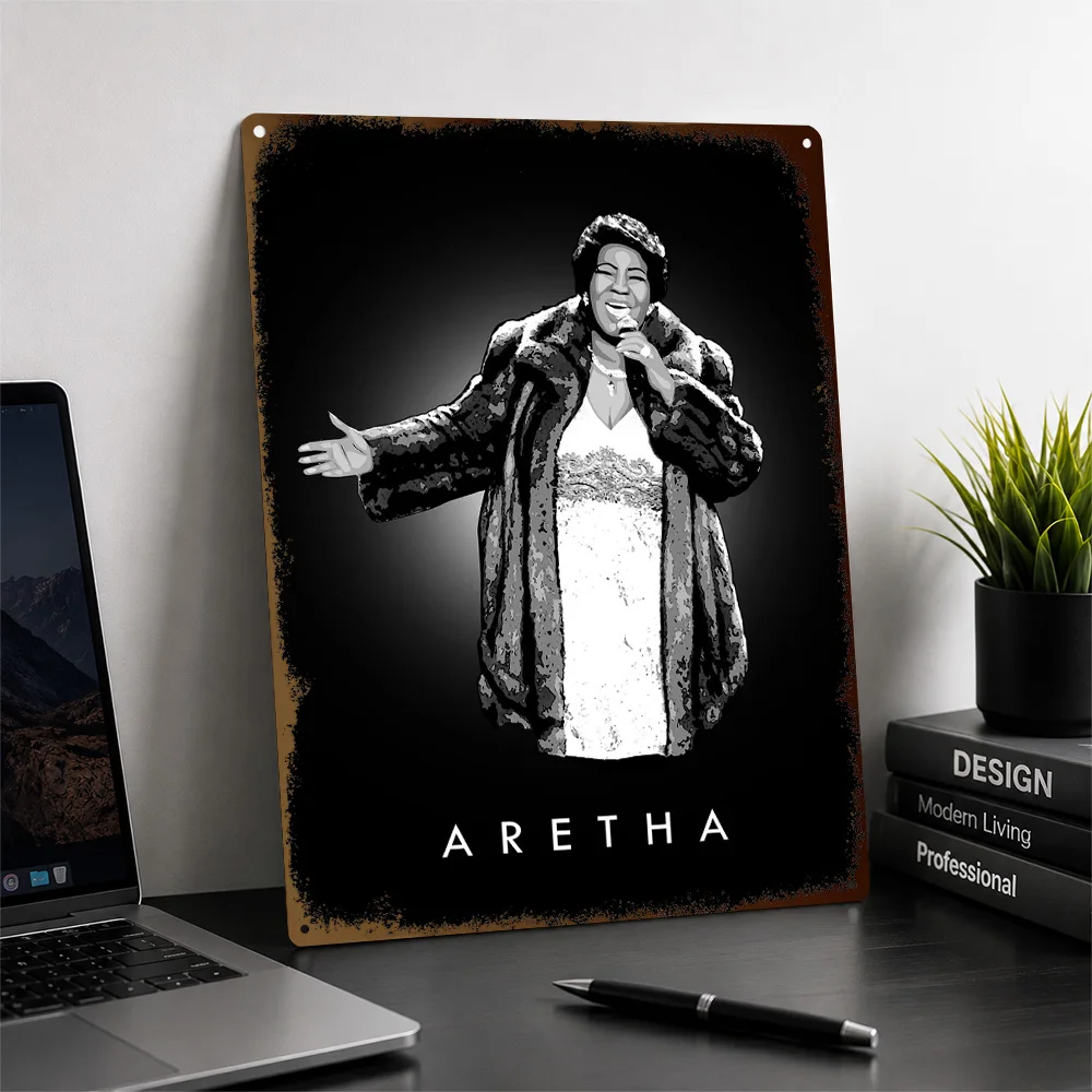 Aretha Franklin Aluminum Poster Customized Metal Sign Bold Rhythm Icon Wall Art Enhances Collector Rooms And Listening Lounges