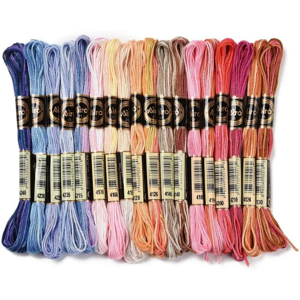 

6 Strands Variegated Embroidery Floss Polyester Colorful Gradient Crewel Cross Stitch Floss Rainbow Friendship Bracelet Floss