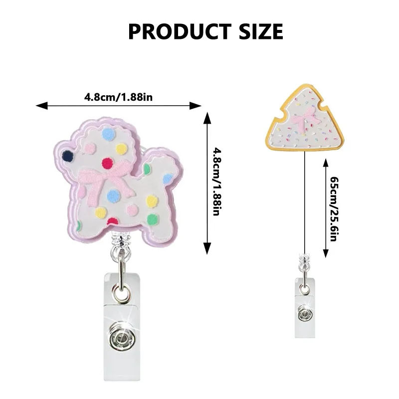 Cute Bear Cheese Acrylic Retractable Badge Reel With Alligator Clip, Portable ID Badge Holder Accessories for Nurses, Doctor