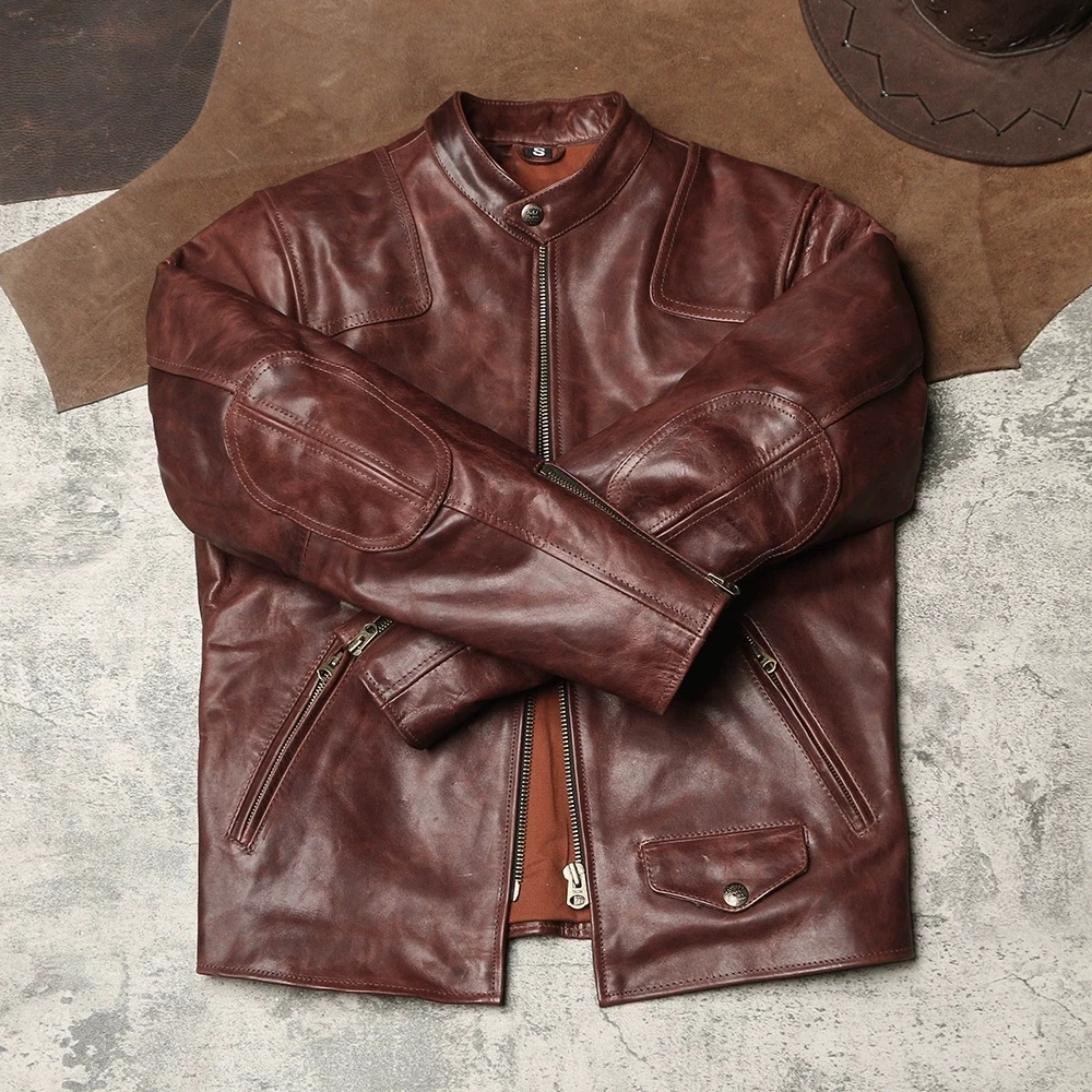 DSH689 Asian Size Super Top Quality Heavy Genuine Japan Teacore Horse Leather Slim Classic Horsehide Stylish Rider Jacket