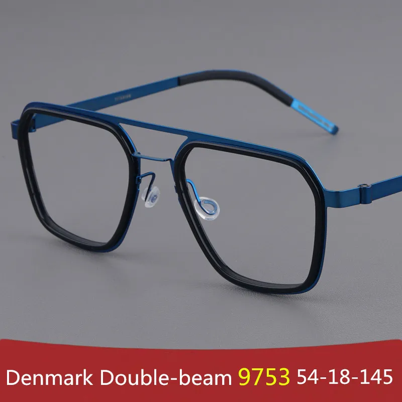 

Denmark Design Double-beam Glasses Frame Men Large Frame Pilot Eyeglasses Women Big Face Spectacles Ultralight Screwless Eyewear