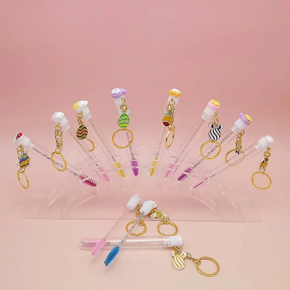 10Pcs 부활절 bunyEyelash 브러시 튜브 속눈썹 완드와 재사용 가능한 속눈썹 브러시 눈썹 브러시 교체 가능한 방진 브러시 만화