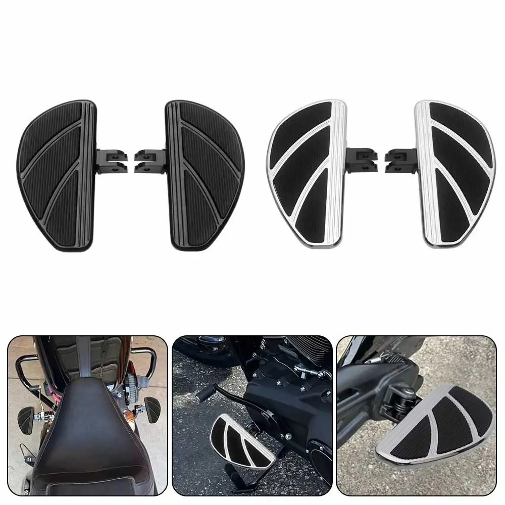 1 Pair Front Footrest Adjustable Motorcycle Footboard Compatible With Harley Davidson Softail Sportster 2018-2024 Black/Chrome