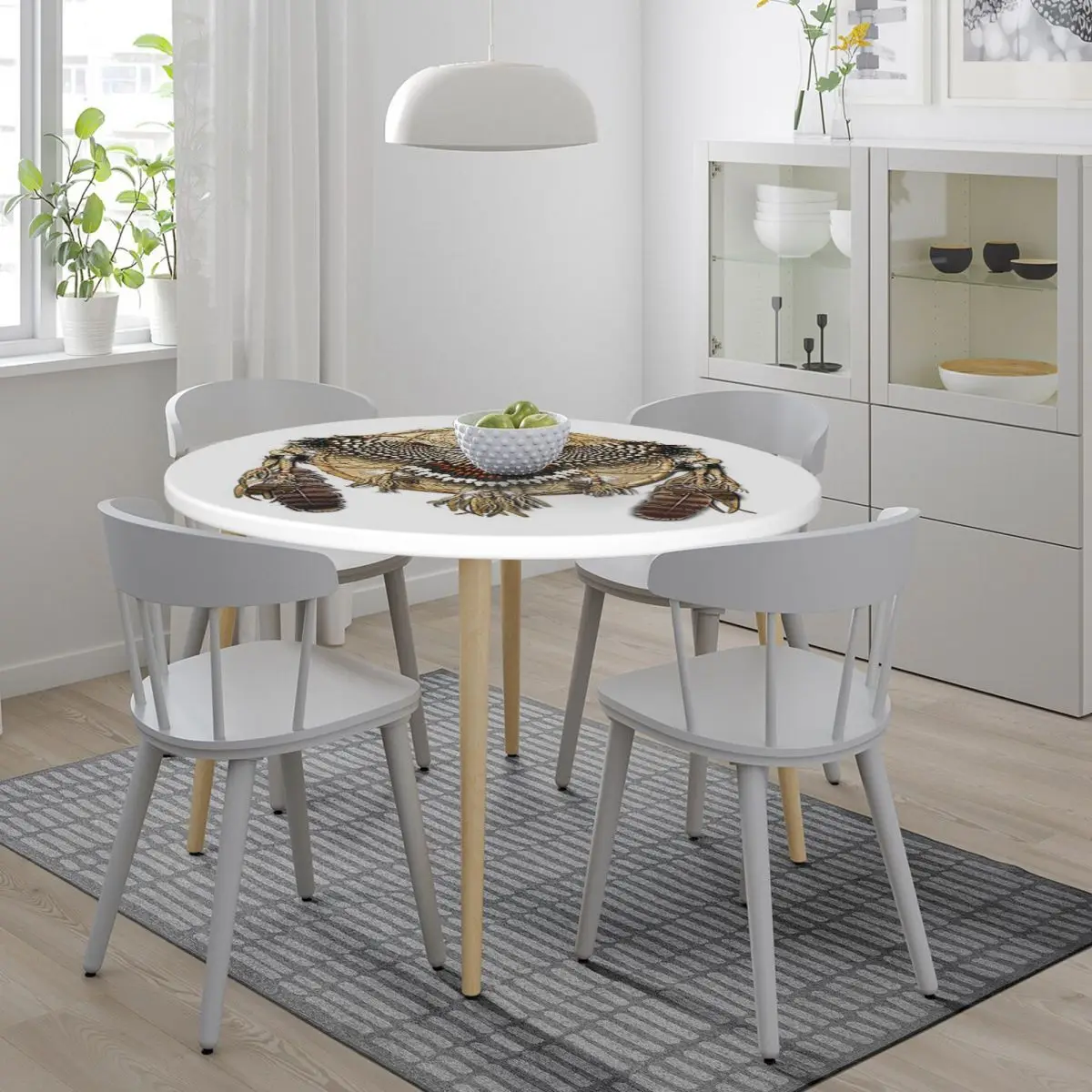 Red-Tail Hawk Dreamcatcher Mandala Waterproof Round Tablecloth Oilproof Table Cloth for Kitchen Events Dining Table Cover