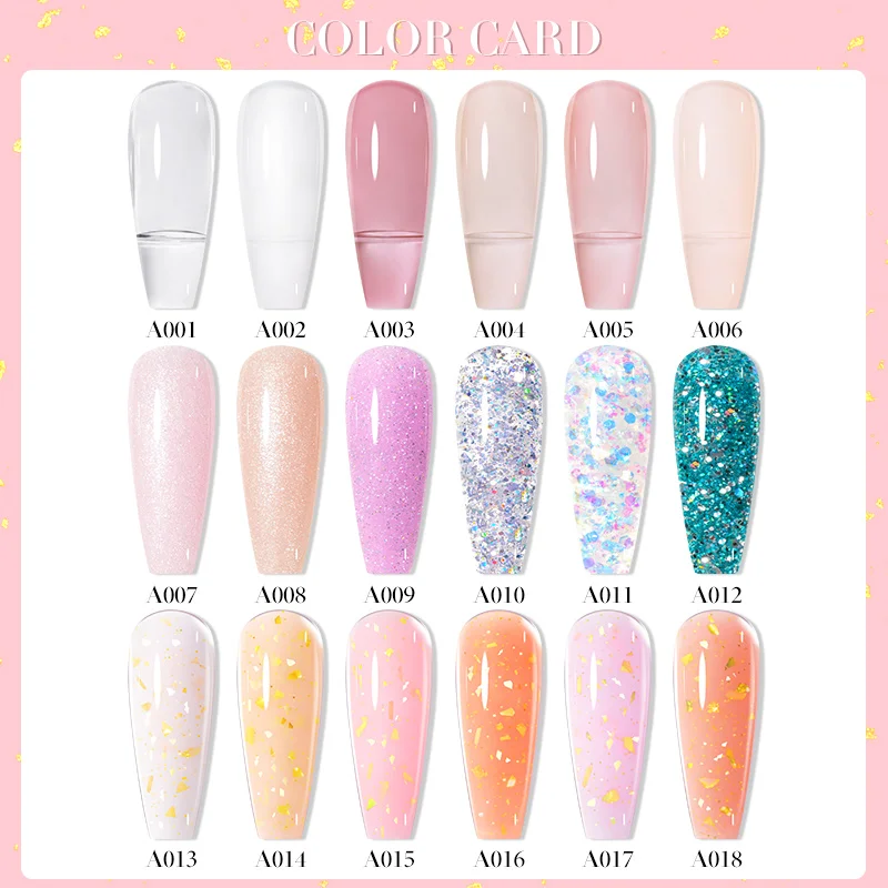 MEET ACROSS Nude Pink Quick Extensions Gel White Construct Gel Nail Polish Semi Permanent Nail Extend Auroras Glitter Gel Polish