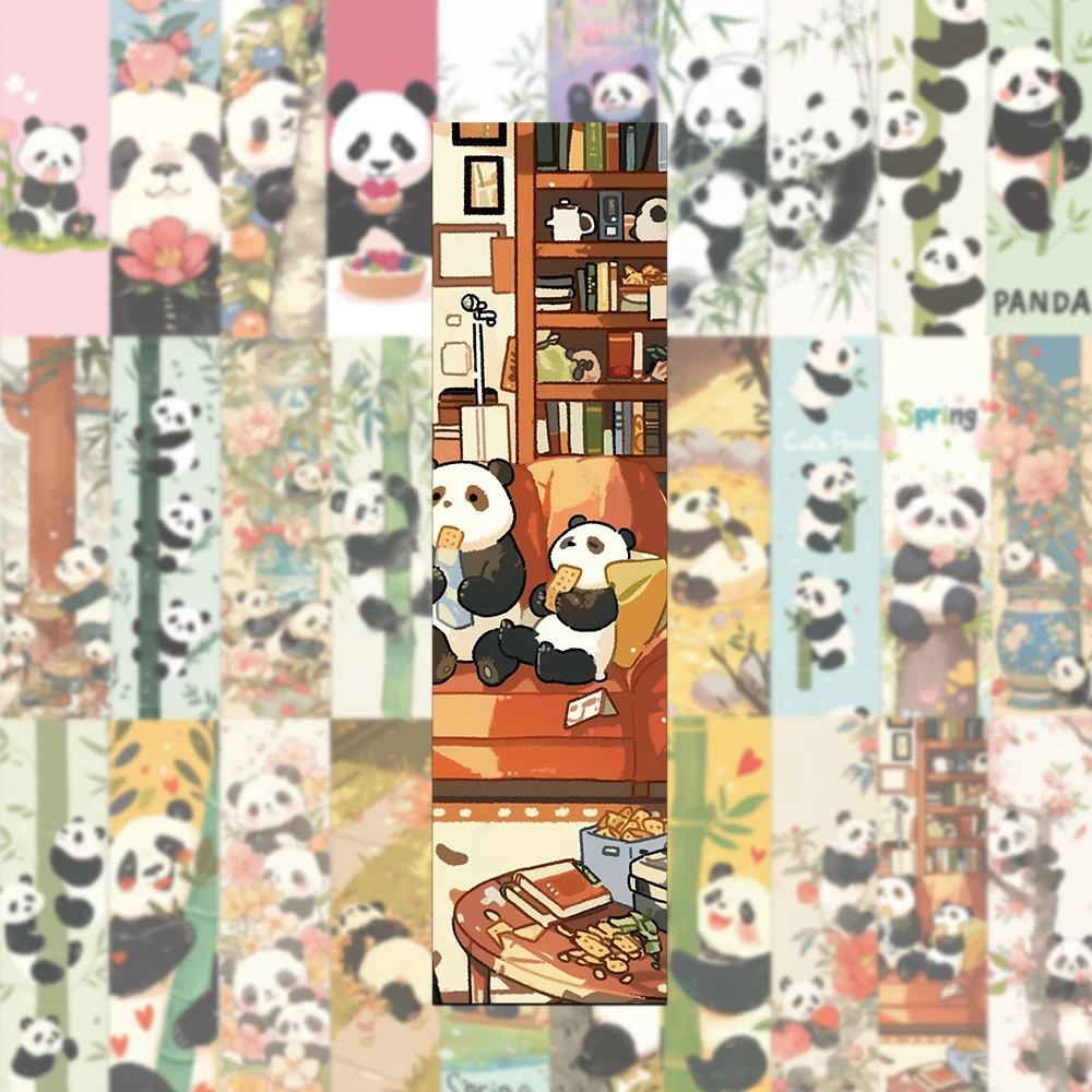 30PCS Cartoon Greedy Panda Bookmark Creative Personalized DIY Book Handbooks Page Marking Note Card