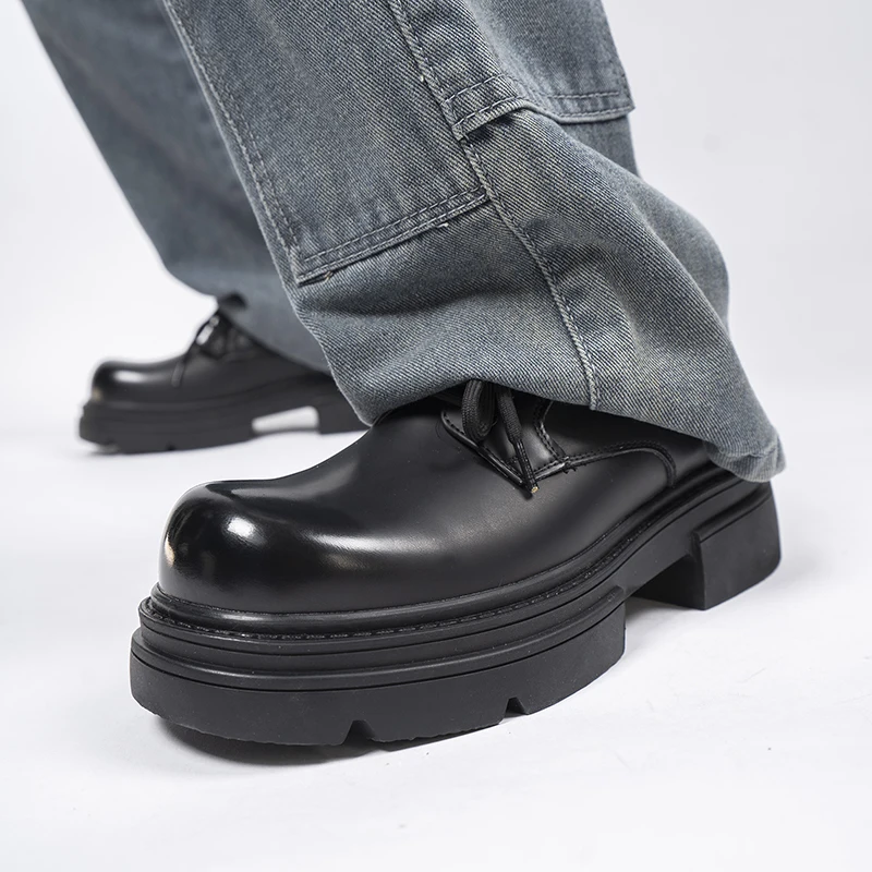 

Men's casual derby leather shoes Designer's minimalist style Office or Business Outdoor Black autumn and winter shoes dress