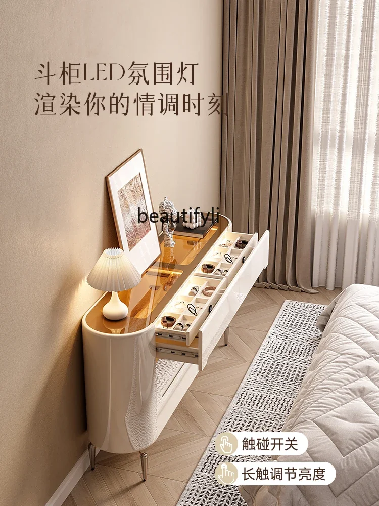 Ultra-Thin Bedroom Bed Front Cabinet Integrated Wall Storage Chest of Six Drawers with Lock Jewelry Cabinet