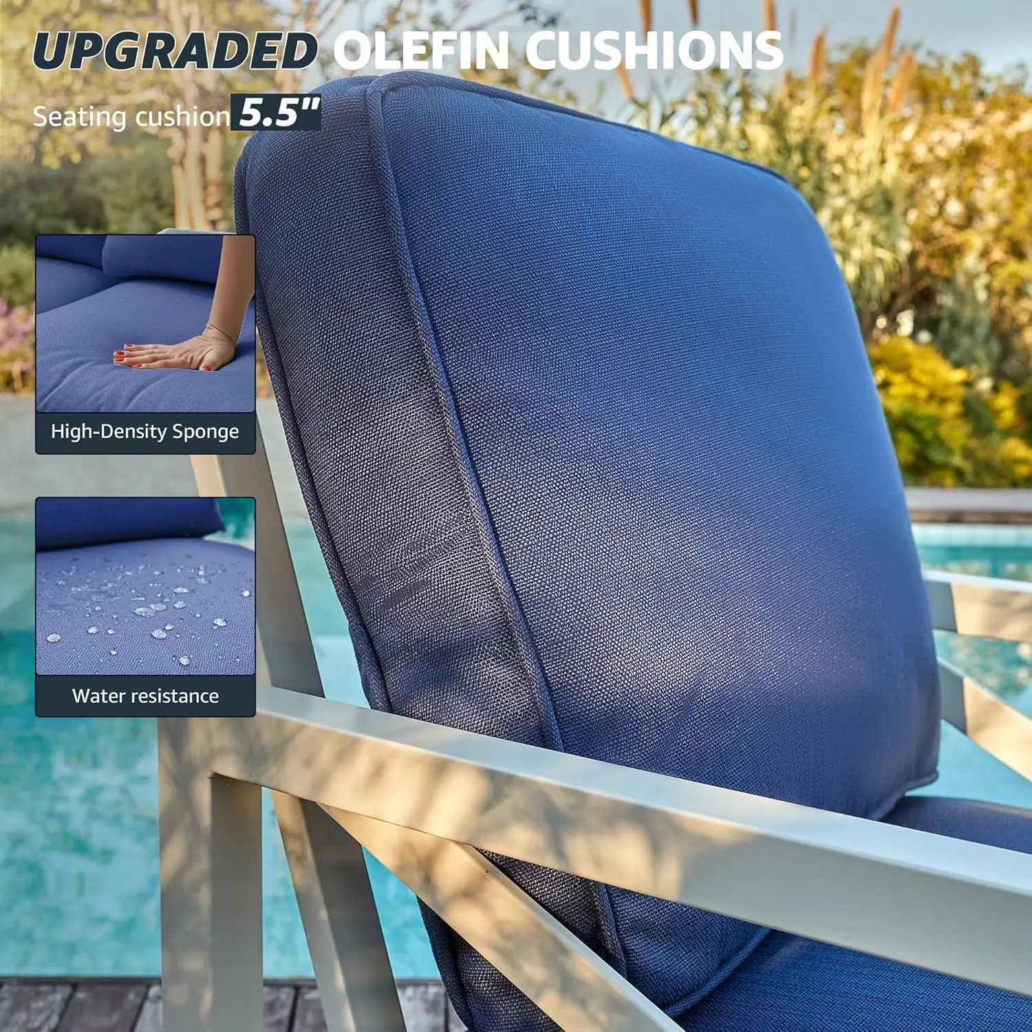 Набор из 4 предметов мебели для патио, современные наборы для бесед в патио, секционный металлический диван для улицы с 5,5-дюймовой подушкой и компанией