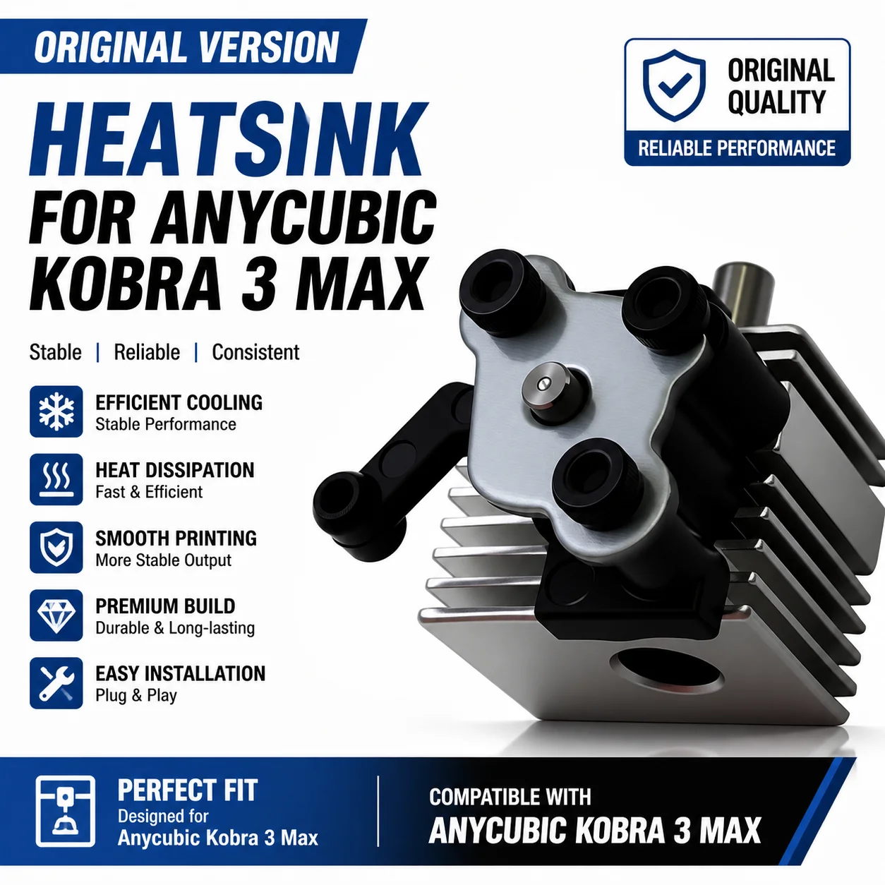 Anycubic Kobra 3 Max Upgraded Heat Sink Combo Hotend Kit Replaceable 0.25 0.4 0.6 0.8mm 3D Printer Nozzles for 3D Printer Parts 3