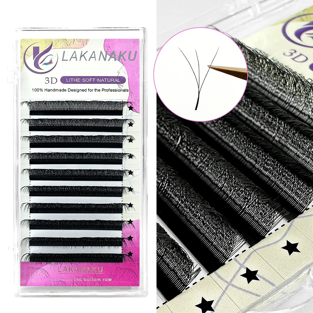 

LAKANAKU 3D Eyelash Extensions W Shape Premade Volume Fans Bloom Natural Soft Professional Lashes Matte Individual Lashes