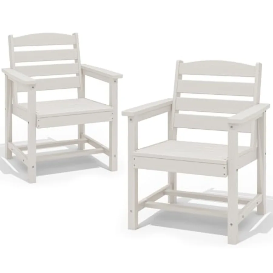 

Patio Dining Chair Set of 2 White Outdoor Rattan Dining Chairs with Cushions for Garden Patio Living Room Modern Style
